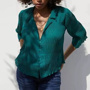 Urban Outfitters Textured Plisse Pleat Blouse